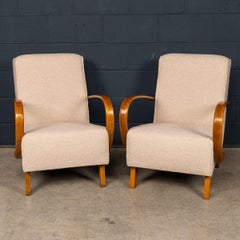 Vintage 20thC Pair Of Halabala Lounge Chairs, Made In Czechoslovakia c.1930