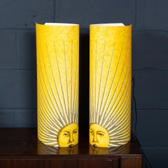 Vintage 20thC Pair Of Italian Fornasetti "Sole" Table Lamps By Antonangeli