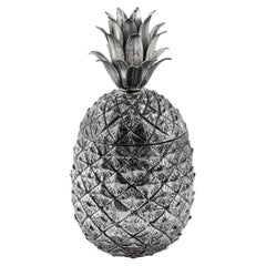 Secchiello da ghiaccio ananas placcato in argento vintage del XX secolo di Mauro Manetti, Italia c.C.