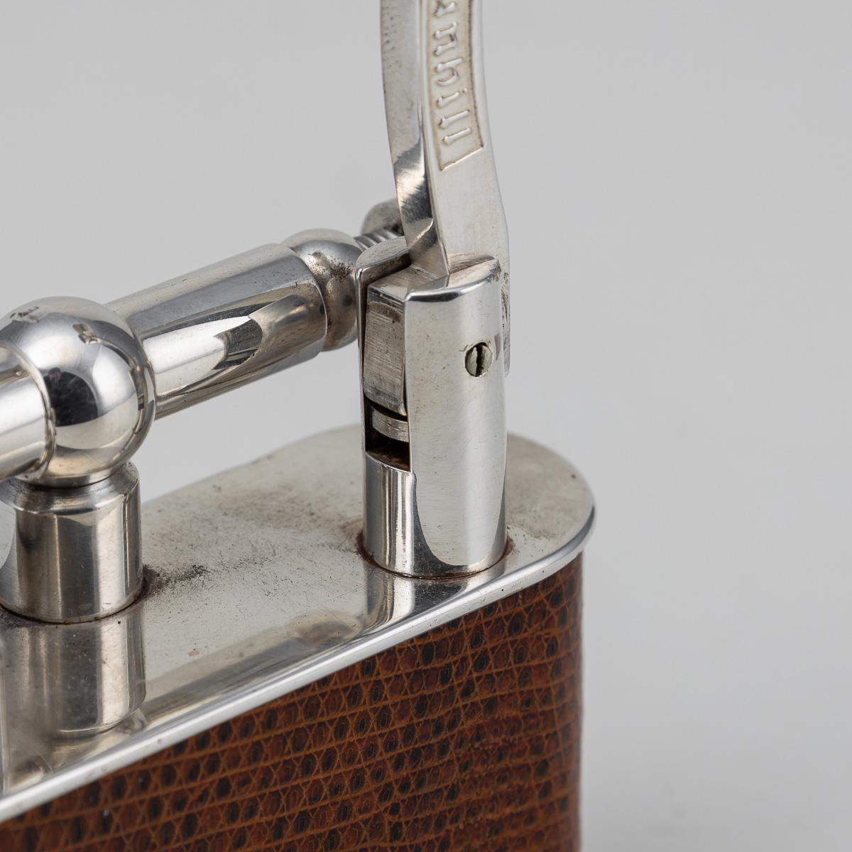 Vintage 20thC Snakeskin Leather & Silver Plated Dunhill Table Lighter c.1960 en vente 6
