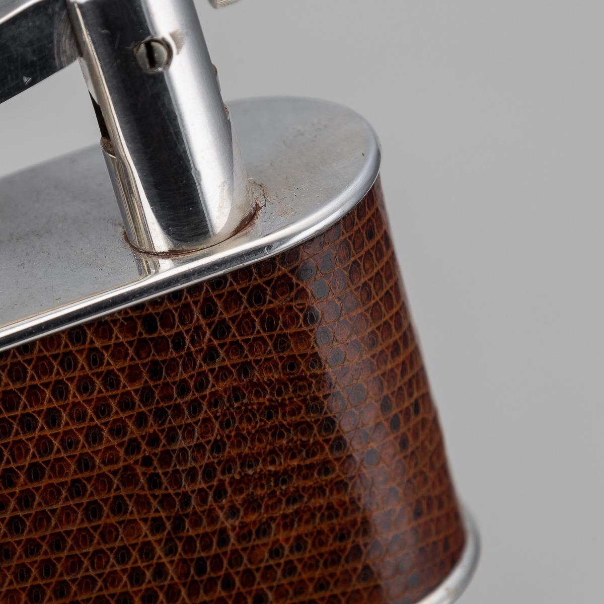 Vintage 20thC Snakeskin Leather & Silver Plated Dunhill Table Lighter c.1960 en vente 8
