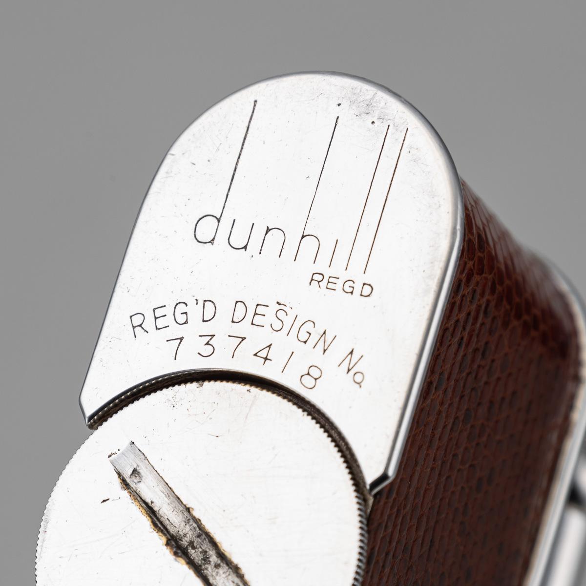 Vintage 20thC Snakeskin Leather & Silver Plated Dunhill Table Lighter c.1960 en vente 9