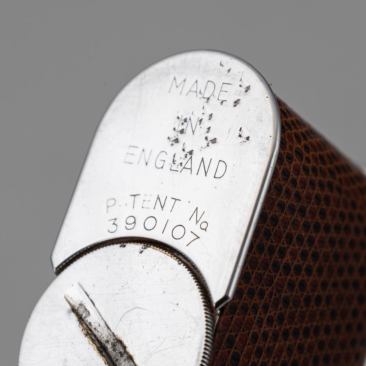 Vintage By 20. Jahrhundert  Schlangenleder & versilbertes Dunhill Tischfeuerzeug um 1960 im Angebot 11