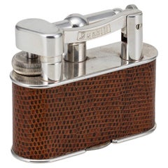 Vintage 20thC  Snakeskin Leather & Silver Plated Dunhill Table Lighter c.1960