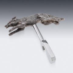 Vintage 20thC Solid Silver Bottle Opener In The Shape Of A Fox, England c.1965