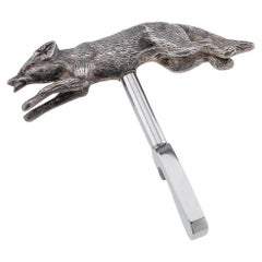 Vintage 20thC Solid Silver Bottle Opener In The Shape Of A Fox, England c.1965
