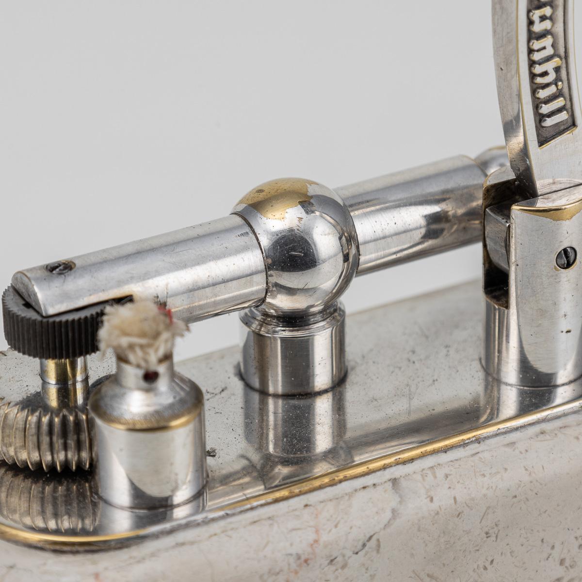 Accendino Dunhill d'epoca in marmo travertino e placcato in argento del 20° secolo C.C. in vendita 5