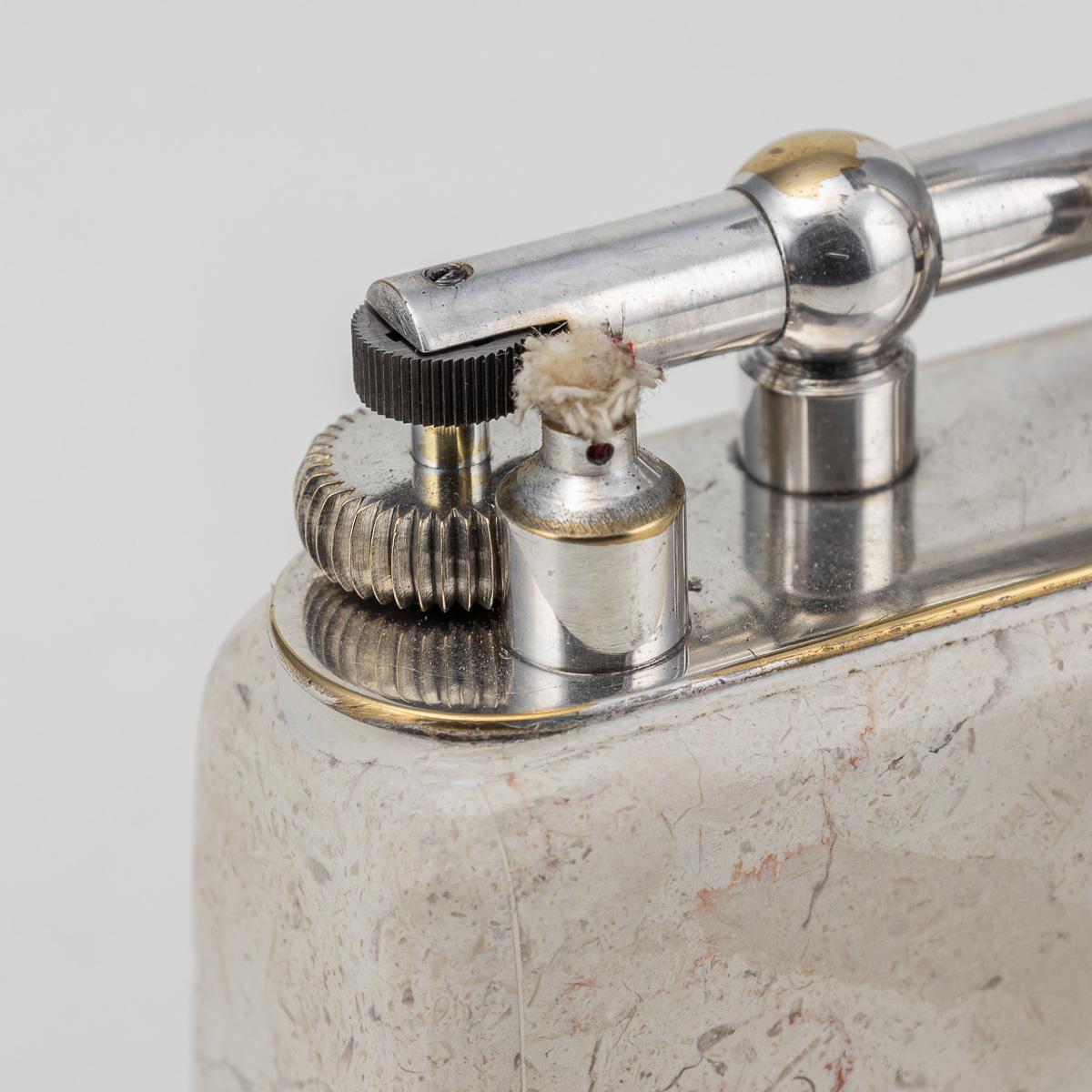 Accendino Dunhill d'epoca in marmo travertino e placcato in argento del 20° secolo C.C. in vendita 6