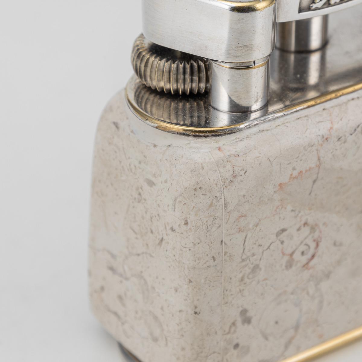 Accendino Dunhill d'epoca in marmo travertino e placcato in argento del 20° secolo C.C. in vendita 7