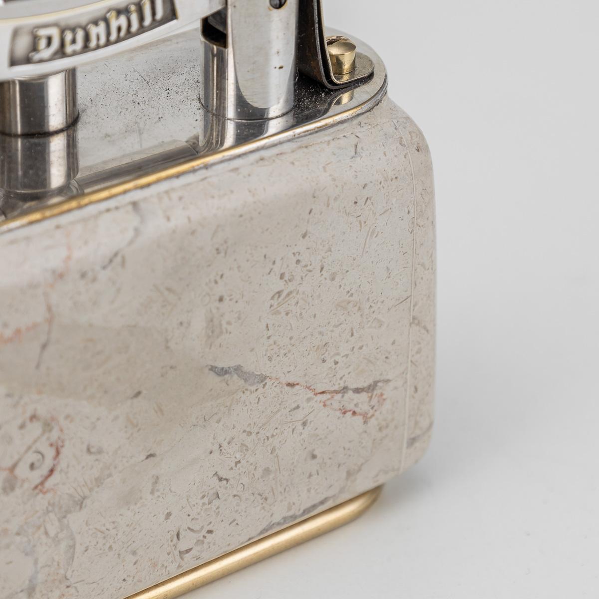 Accendino Dunhill d'epoca in marmo travertino e placcato in argento del 20° secolo C.C. in vendita 9