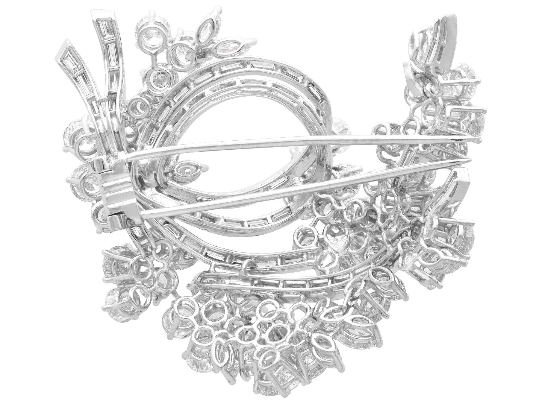 Vintage 21 Carat Diamond and Platinum Brooch For Sale 2