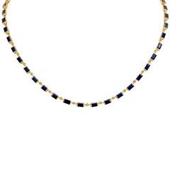 Vintage 21 carat total weight sapphire 18k yellow gold necklace
