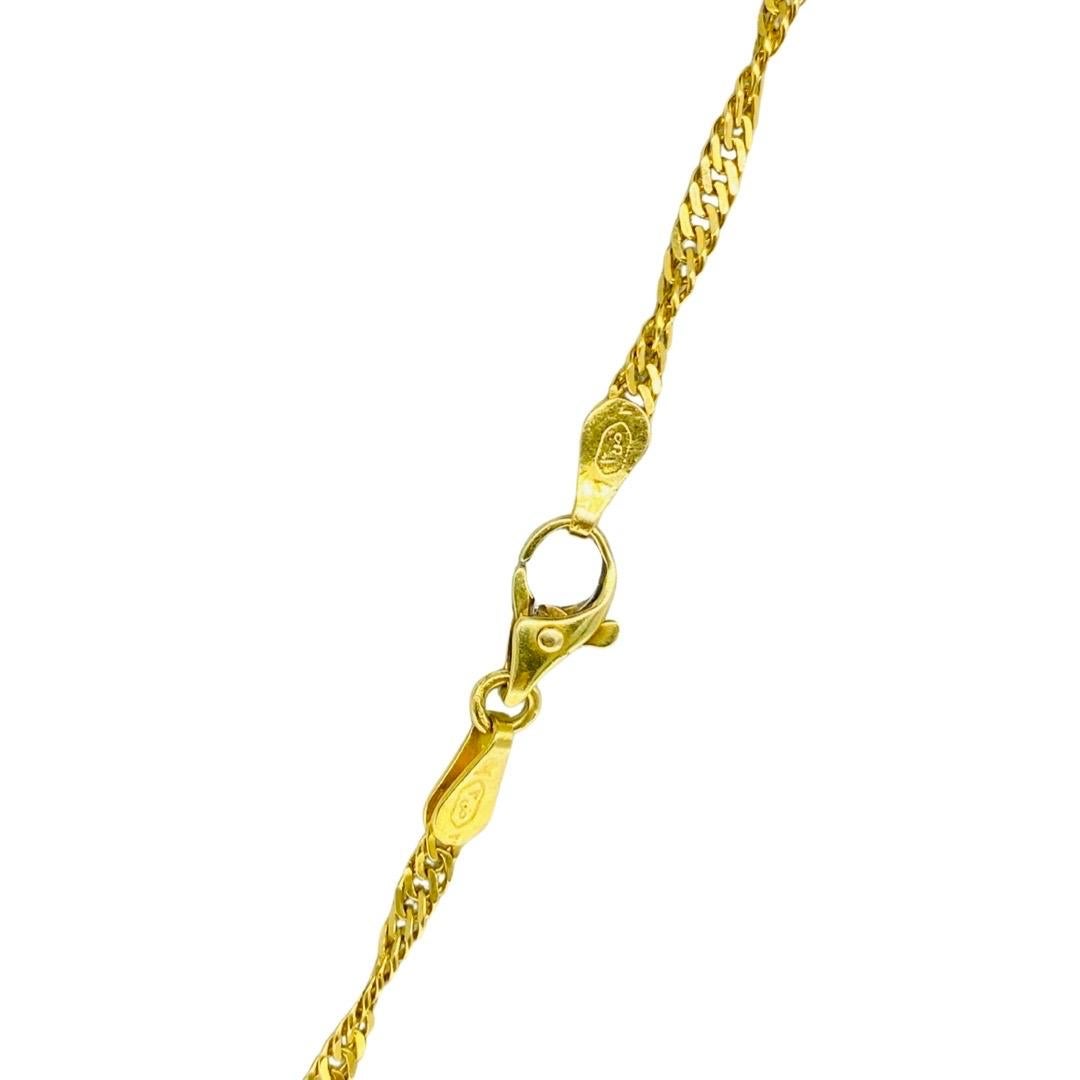 Women's or Men's Vintage 21 Karat Fancy Spiral 2.75mm Cuban Link Necklace For Sale