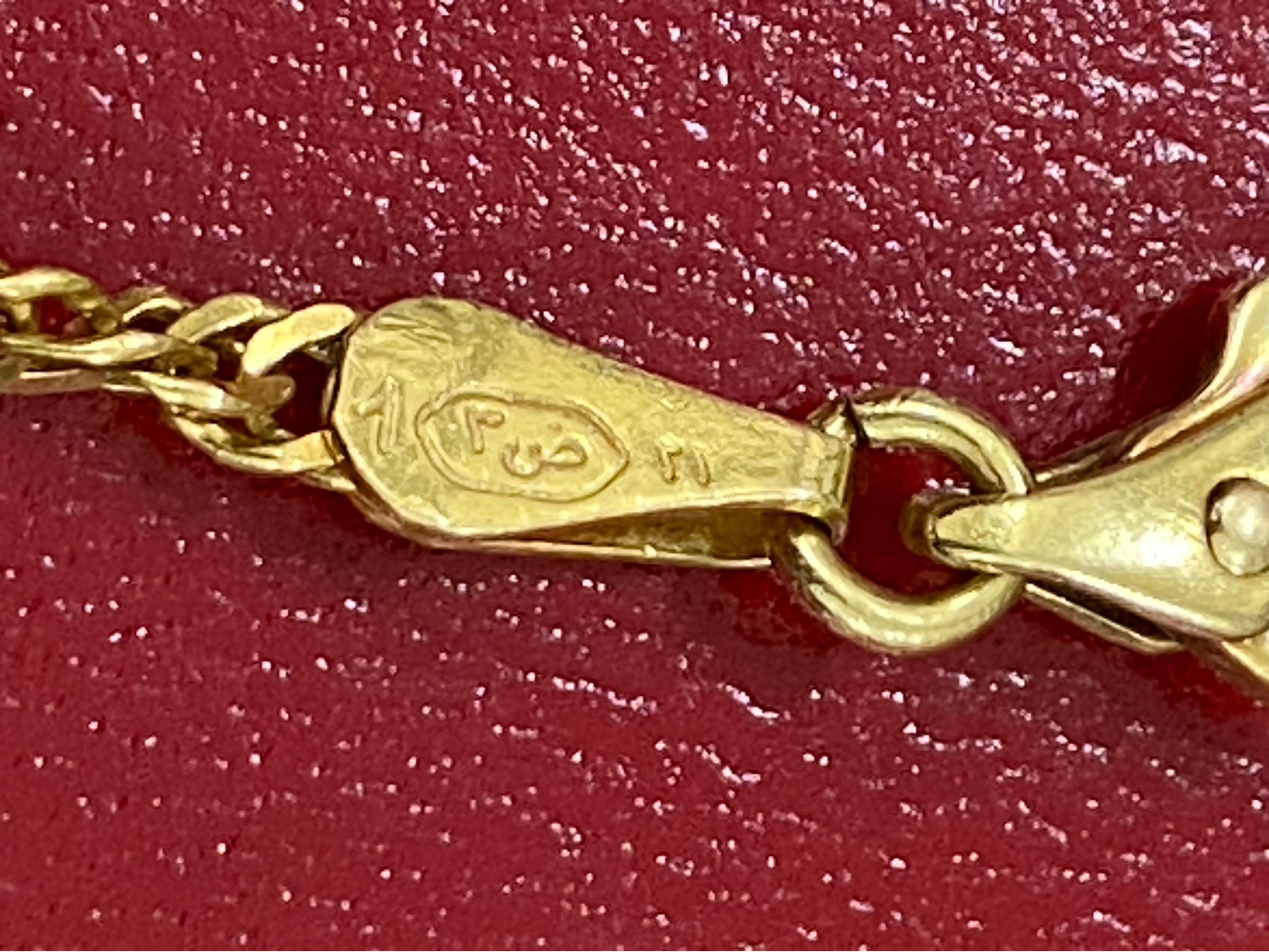 Vintage 21 Karat Fancy Spiral 2.75mm Cuban Link Necklace For Sale 3