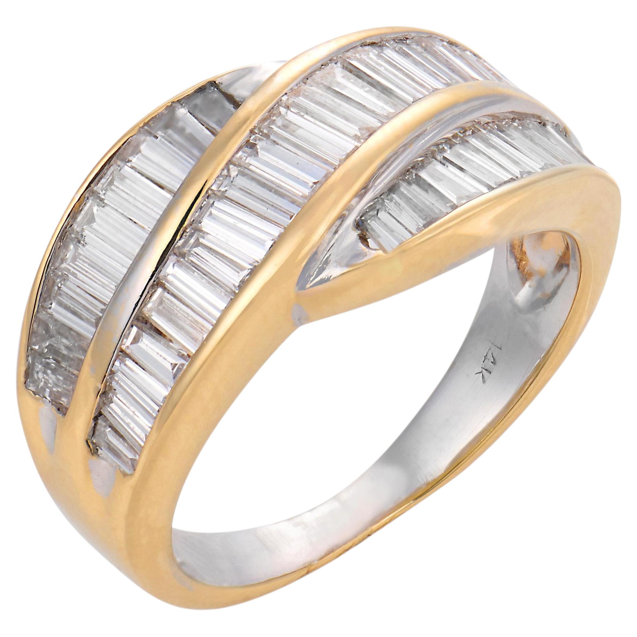 Anillo vintage de oro amarillo de 14k con diamante de 2,10 quilates