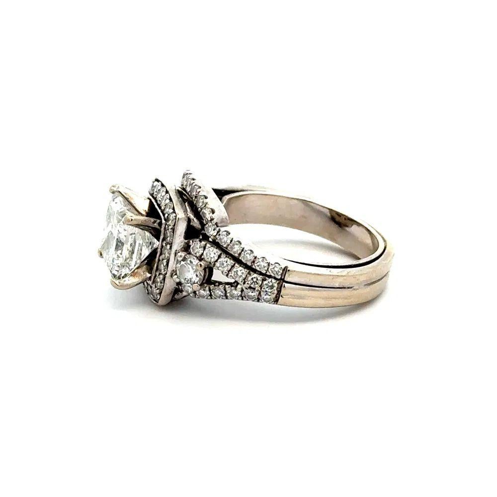 Vintage 2.10 Carat Princess Cut GSI Diamond Gold Solitaire Statement Ring For Sale 1