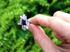 Vintage 2.10 Carat Sapphire and 2.42 Carat Diamond 14k White Gold Ring (1986)