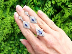 Vintage 2.10 Carat Sapphire and 2.42 Carat Diamond Palladium Jewellery Set