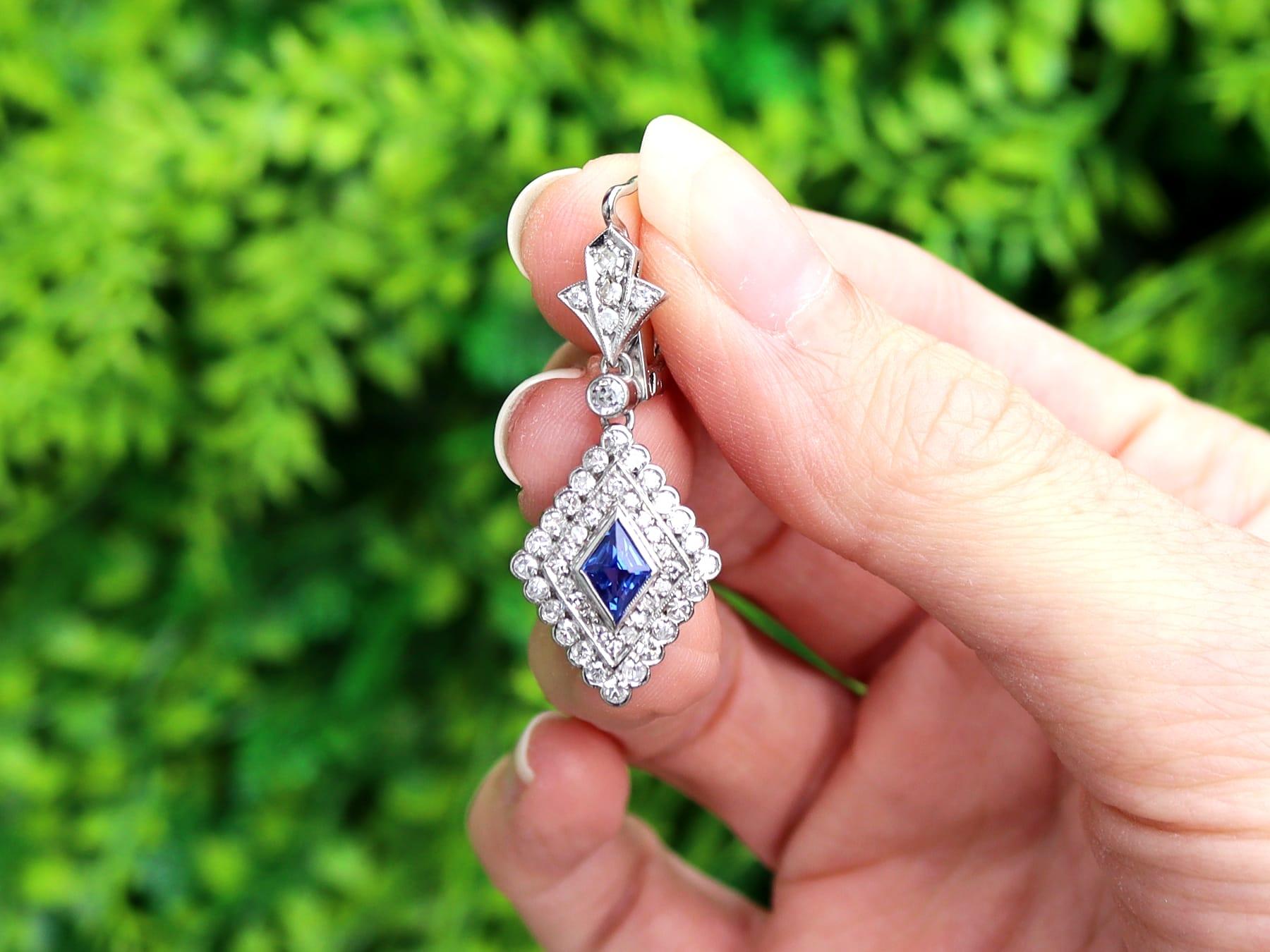 Single Cut Vintage 2.10 Carat Sapphire and 2.42 Carat Diamond Palladium Jewellery Set  For Sale