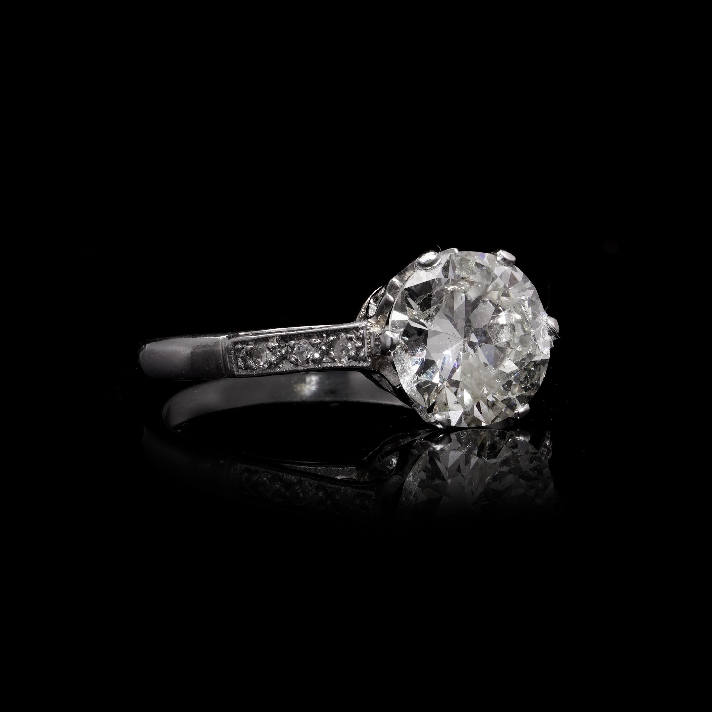 Vintage Solitär-Ring, Vintage, 2,11 Karat Platin, Diamant, 1950er-Jahre Damen