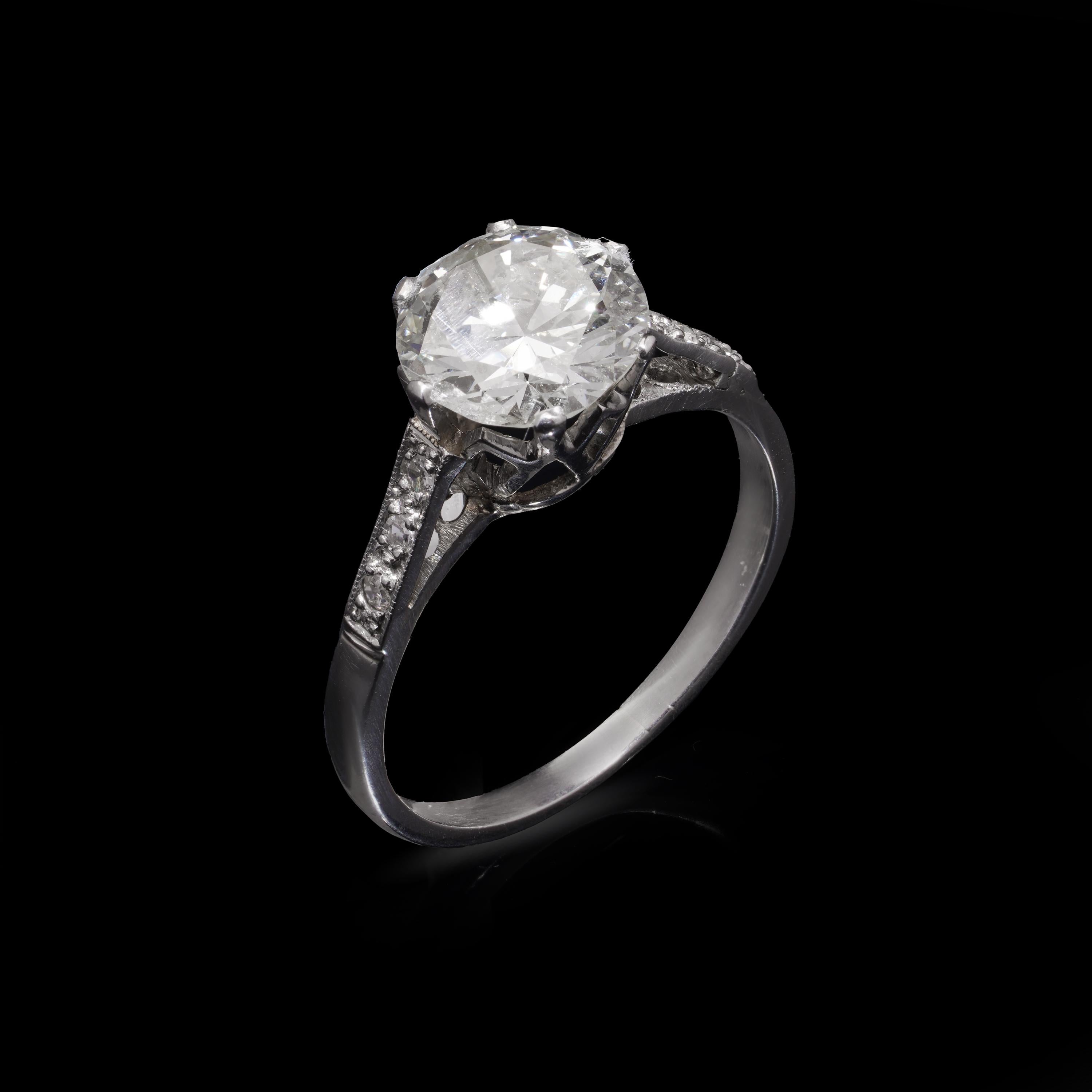 Vintage Solitär-Ring, Vintage, 2,11 Karat Platin, Diamant, 1950er-Jahre 1
