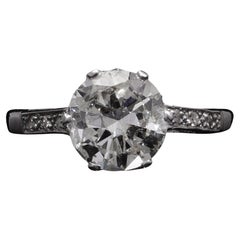 Vintage 2.11 Carat Platinum Diamond Solitaire Ring, 1950s