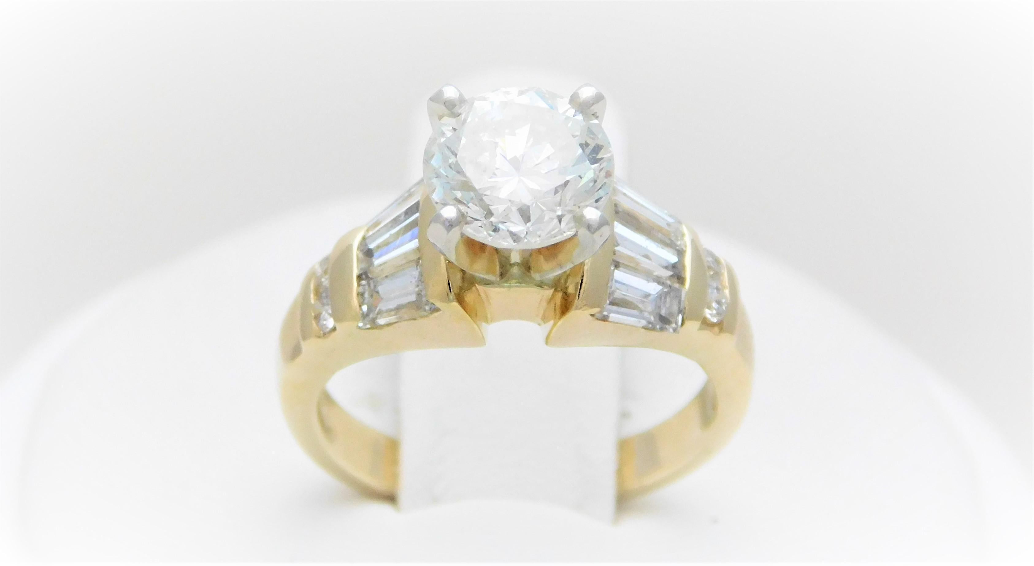Round Cut Vintage 2.12 Carat Diamond Engagement Ring For Sale