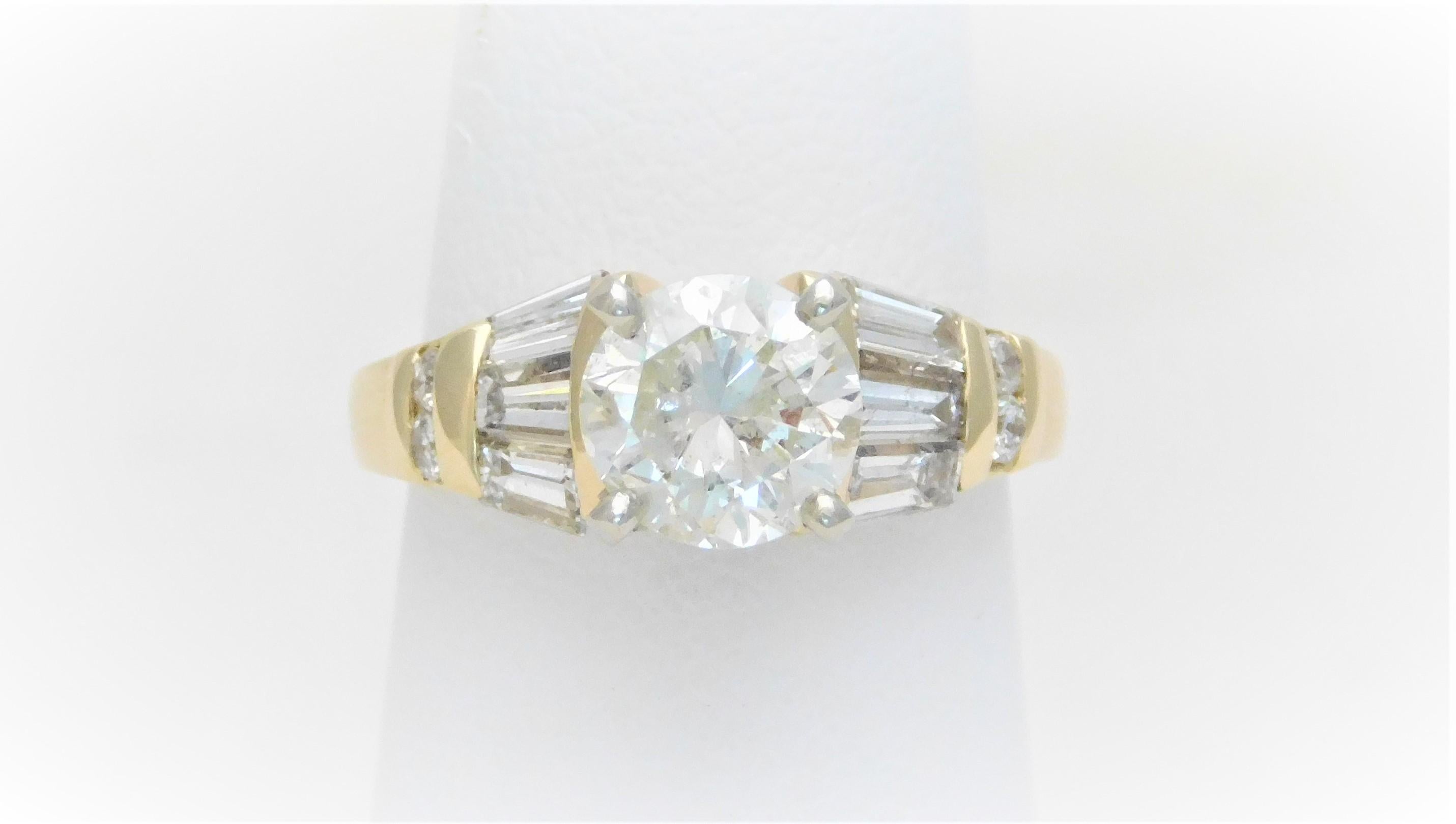 Vintage 2.12 Carat Diamond Engagement Ring For Sale 1