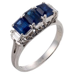 Vintage 2.13 carat sapphire diamond platinum ring