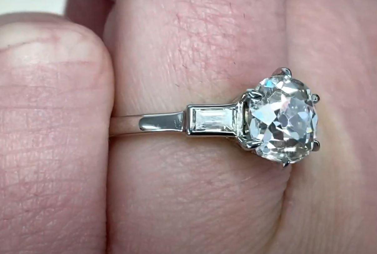 Bague de fiançailles vintage avec diamant taille européenne ancienne de 2,14 carats, pureté VS1 Excellent état - En vente à New York, NY