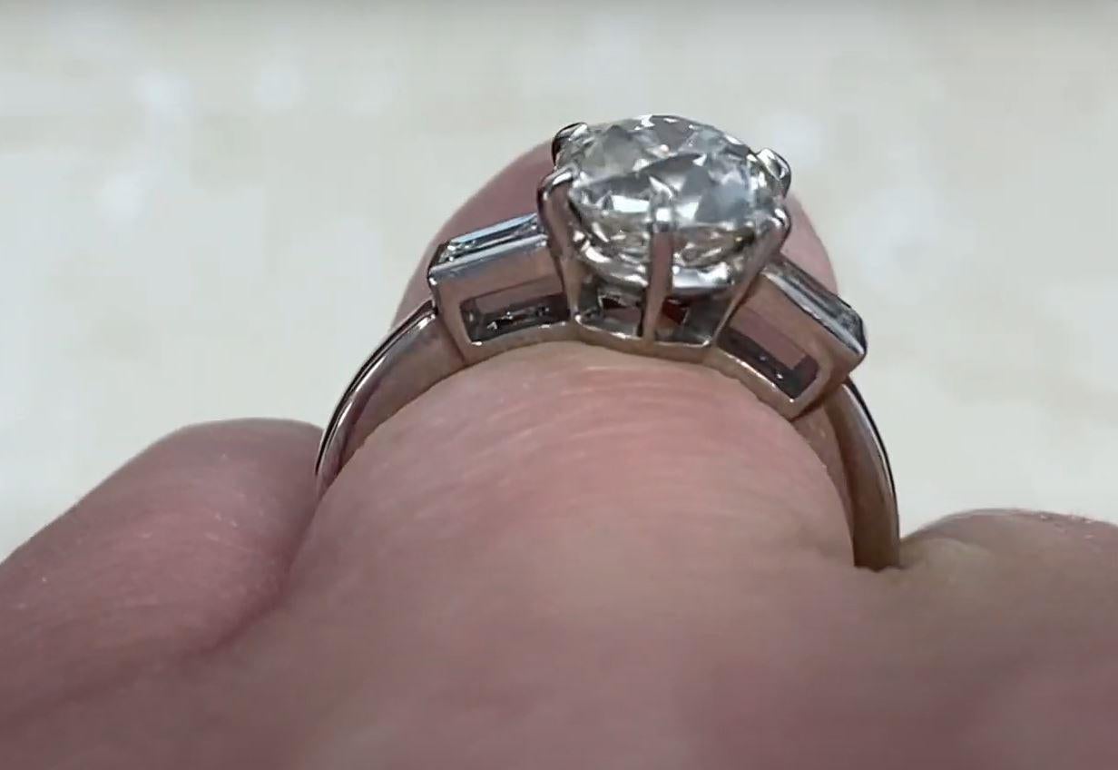 Vintage 2.14 Carat Old European Cut Diamond Engagement Ring, VS1 Clarity For Sale 2