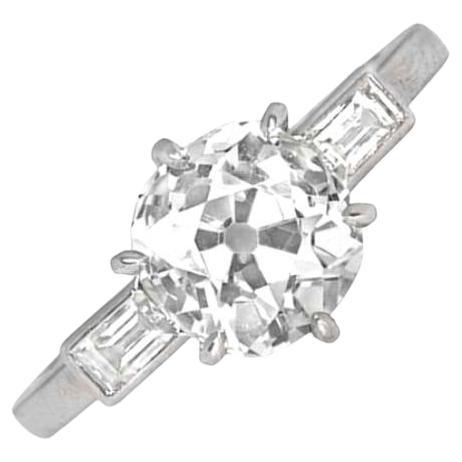 Bague de fiançailles vintage avec diamant taille européenne ancienne de 2,14 carats, pureté VS1 en vente