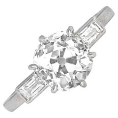 Vintage 2.14 Carat Old European Cut Diamond Engagement Ring, VS1 Clarity
