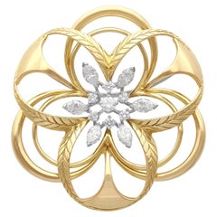 Broche vintage en or jaune et diamants de 2,15 carats, c. 1960