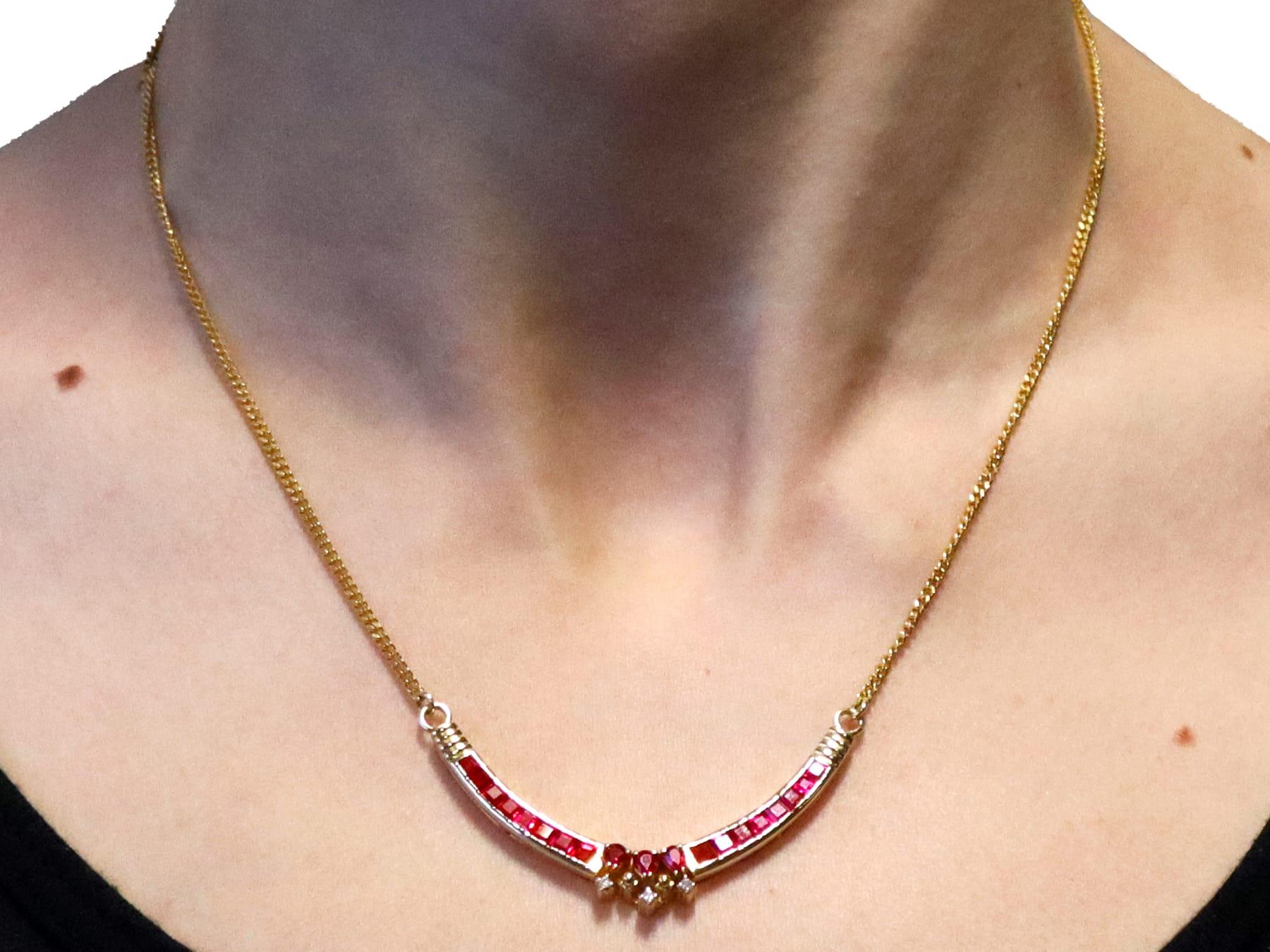 Halskette aus 18 Karat Gelbgold mit 2,15 Karat Rubin und Diamant, Vintage, um 1990 im Angebot 5