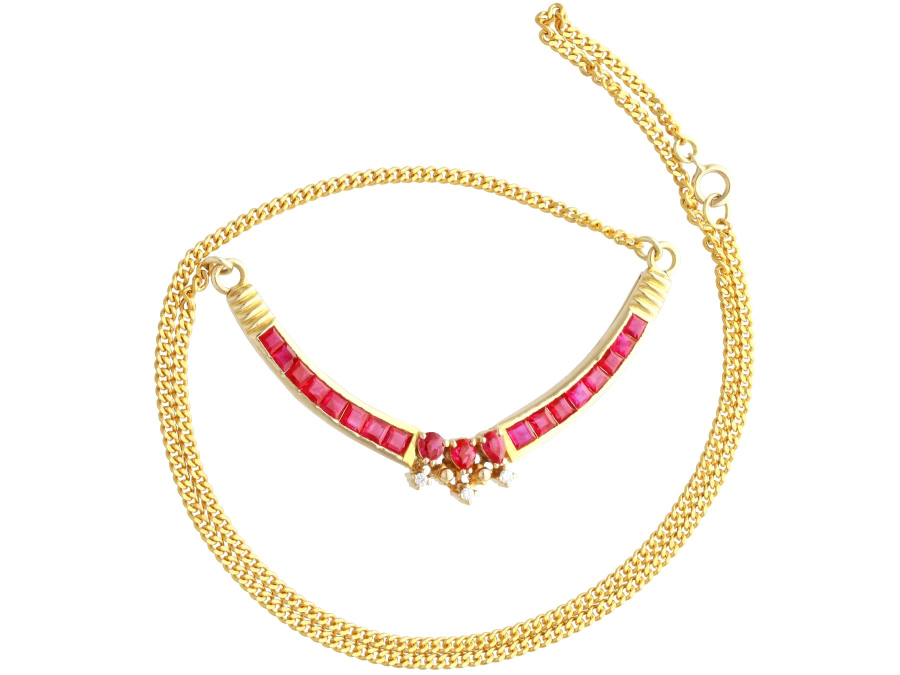 Halskette aus 18 Karat Gelbgold mit 2,15 Karat Rubin und Diamant, Vintage, um 1990 im Zustand „Hervorragend“ im Angebot in Jesmond, Newcastle Upon Tyne