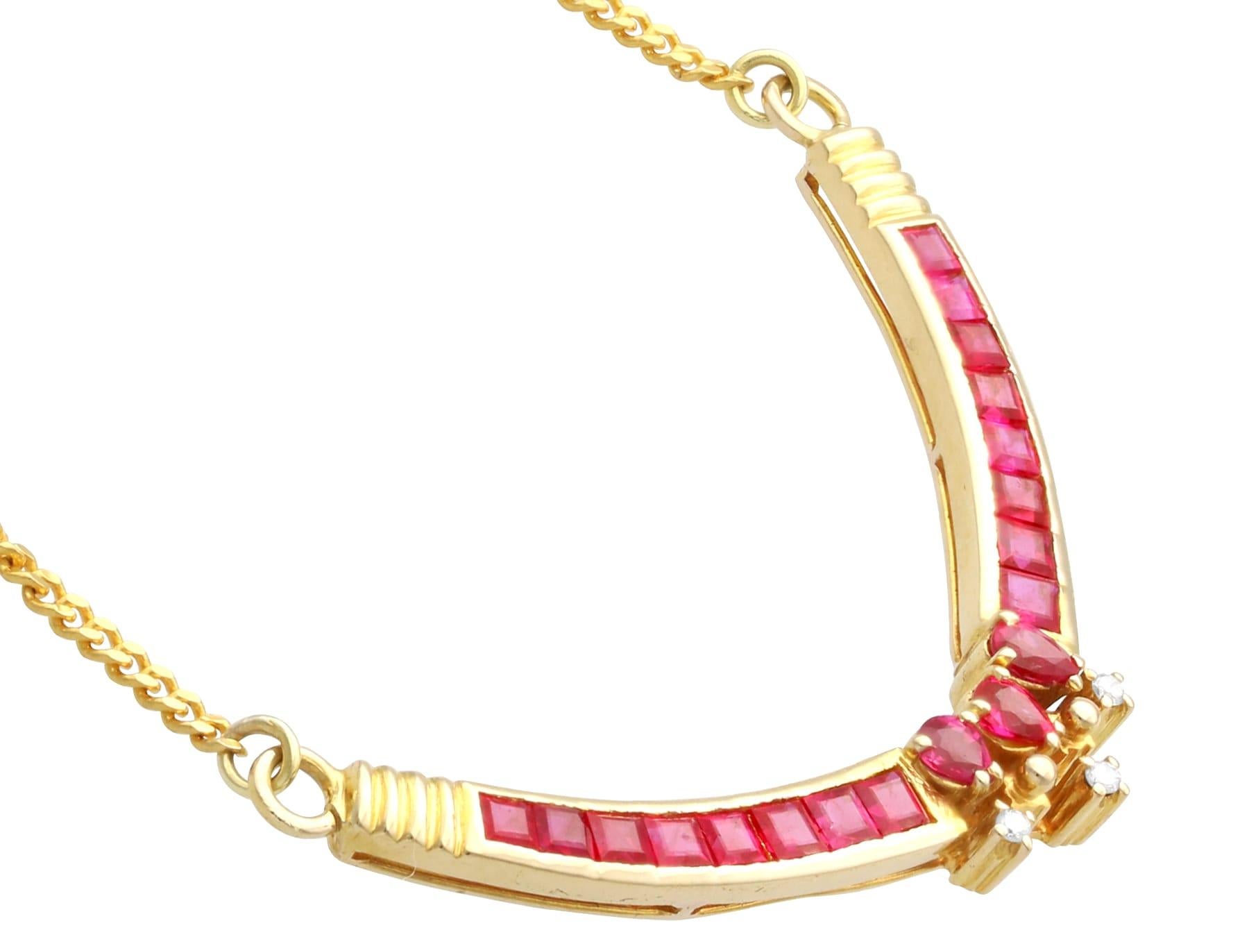 Halskette aus 18 Karat Gelbgold mit 2,15 Karat Rubin und Diamant, Vintage, um 1990 für Damen oder Herren im Angebot