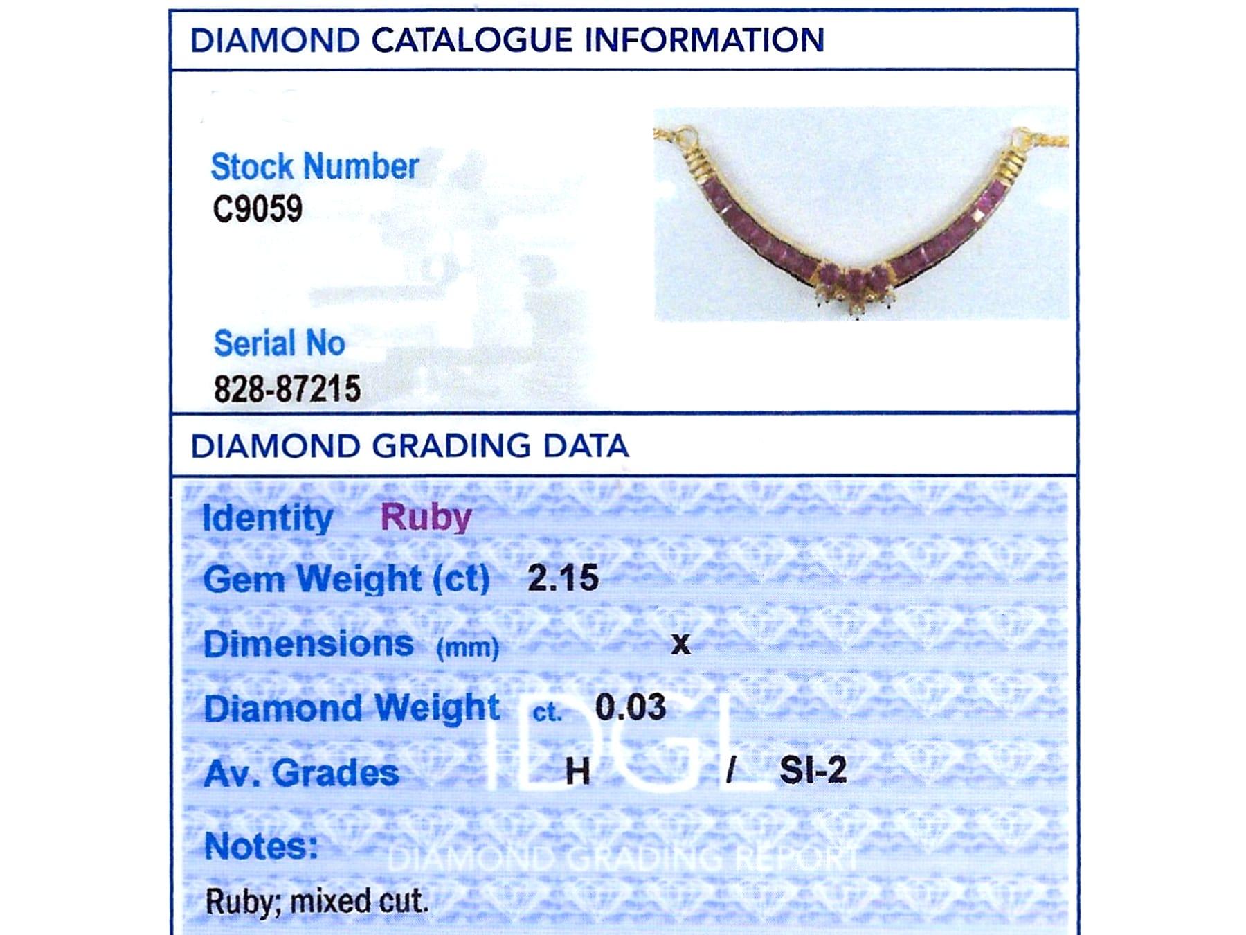 Halskette aus 18 Karat Gelbgold mit 2,15 Karat Rubin und Diamant, Vintage, um 1990 im Angebot 4