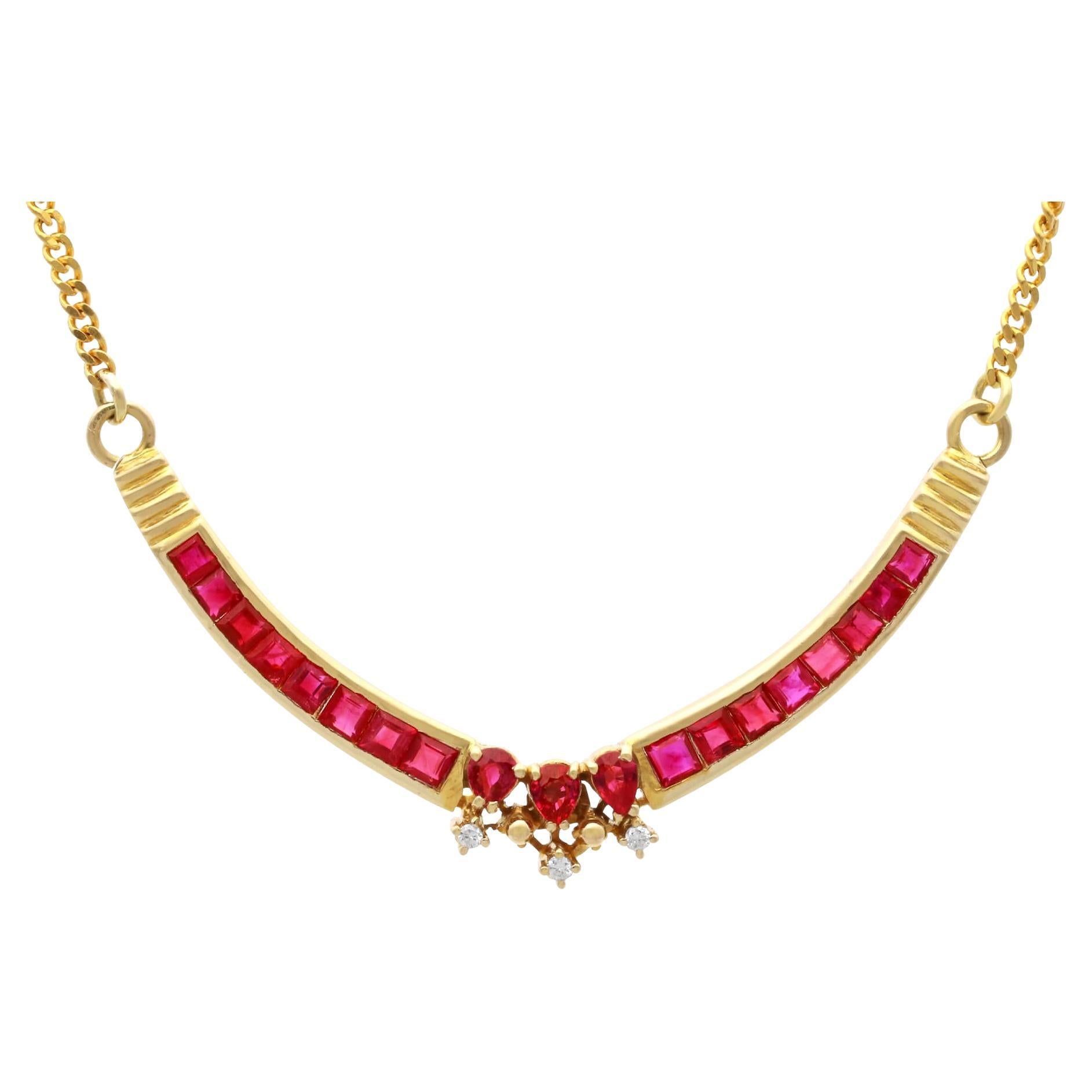 Halskette aus 18 Karat Gelbgold mit 2,15 Karat Rubin und Diamant, Vintage, um 1990