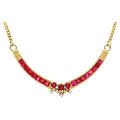 Halskette aus 18 Karat Gelbgold mit 2,15 Karat Rubin und Diamant, Vintage, um 1990