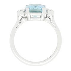Vintage 2.15ct Aquamarine and Diamond Trilogy Ring, c.1940s