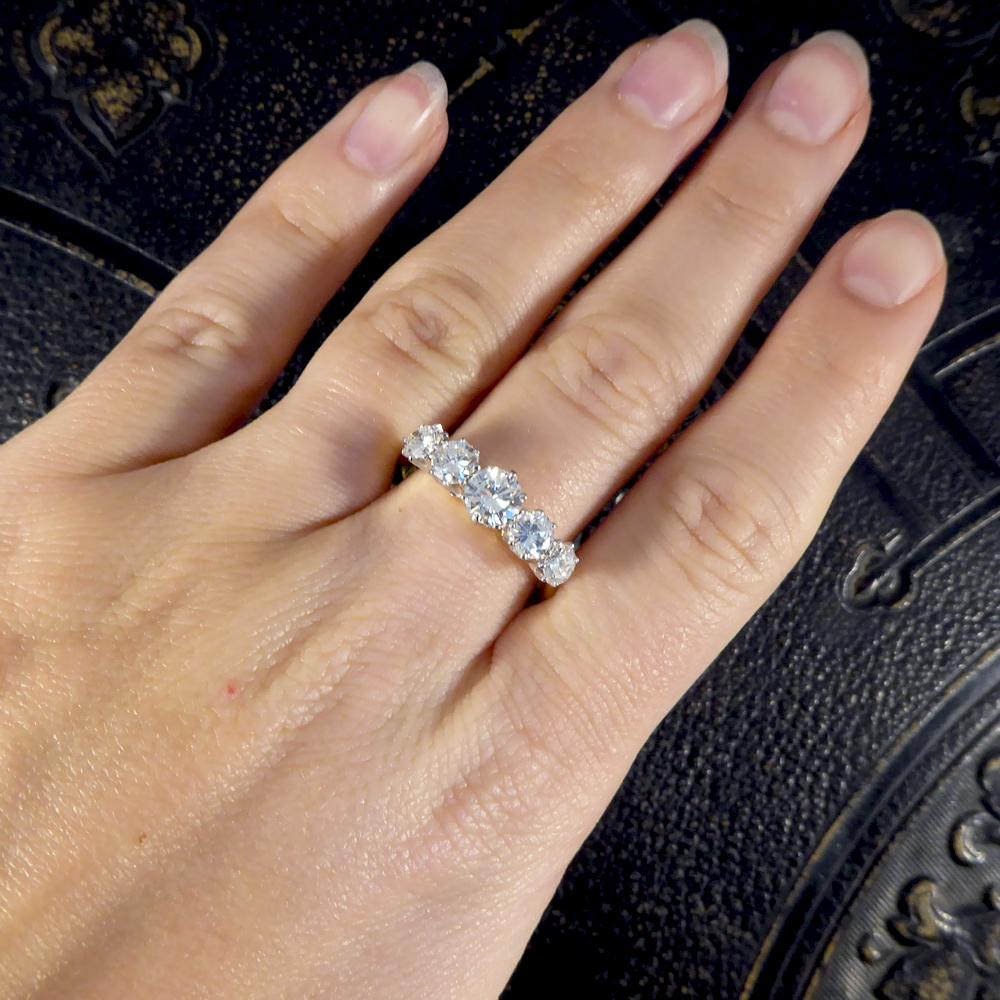 Vintage 2.15 Carat Five-Stone Diamond Ring Large in Size in 18 Carat Gold 1