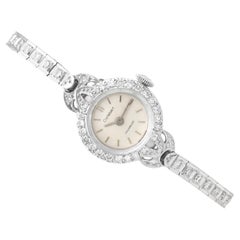 Vintage 2.16 Carat Diamond, Platinum and 18k White Gold Ladies Watch Circa 1940