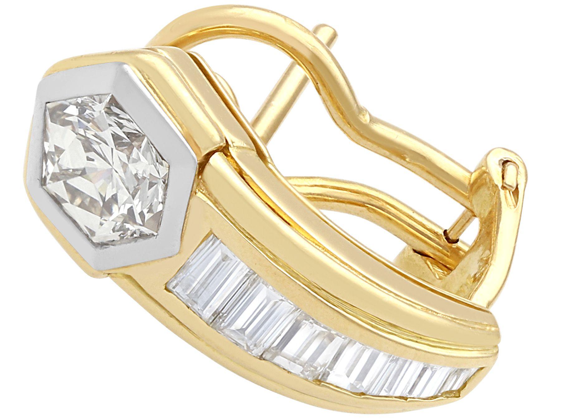 2,17 Karat Diamant- und Gelbgold-Ohrringe, um 1950 (Art déco) im Angebot