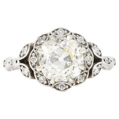Vintage 2.17 Carats Old Mine Diamond 14 Karat White Gold Cluster Ring