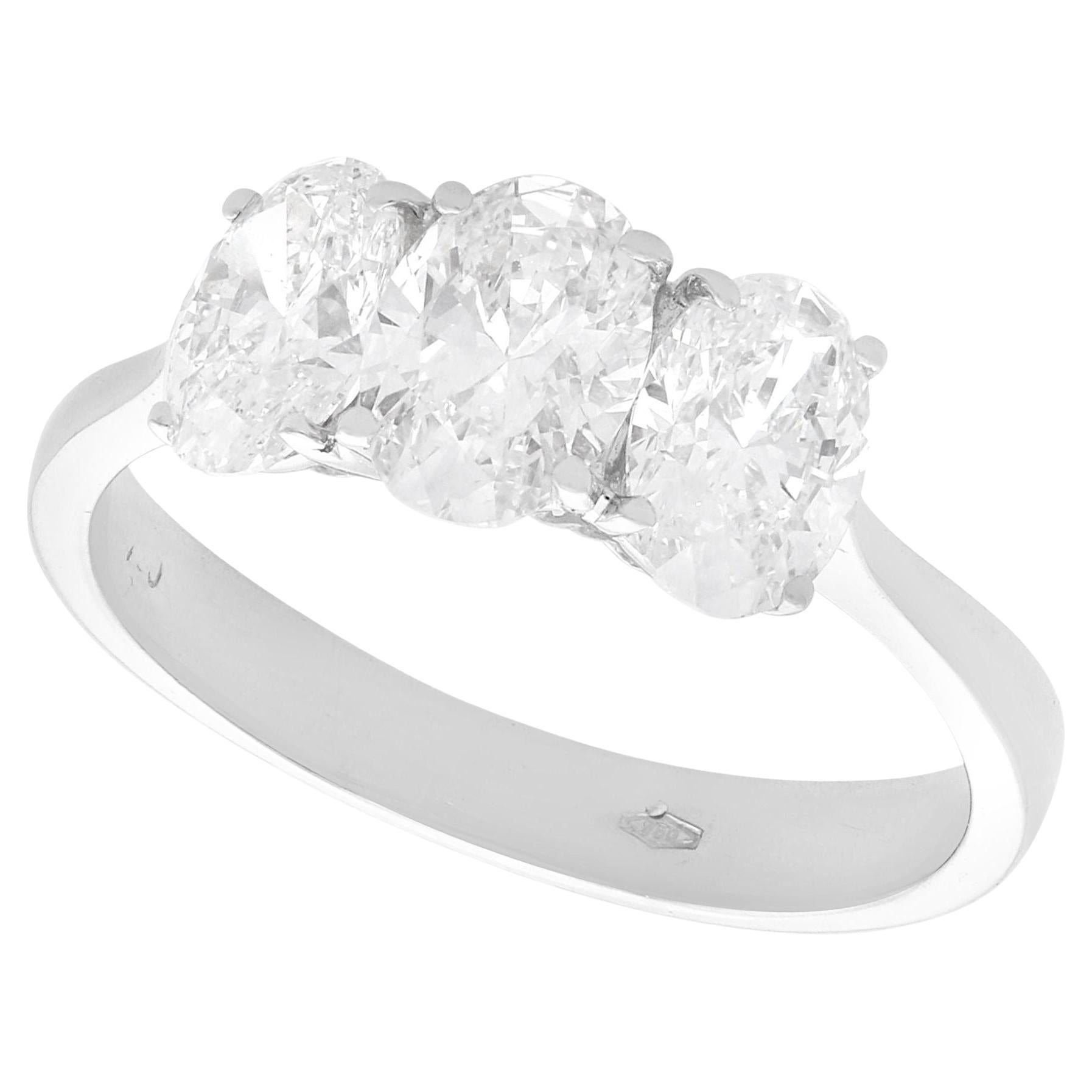 Vintage 2.19 Carat Diamond and White Gold Trilogy Engagement Ring For Sale
