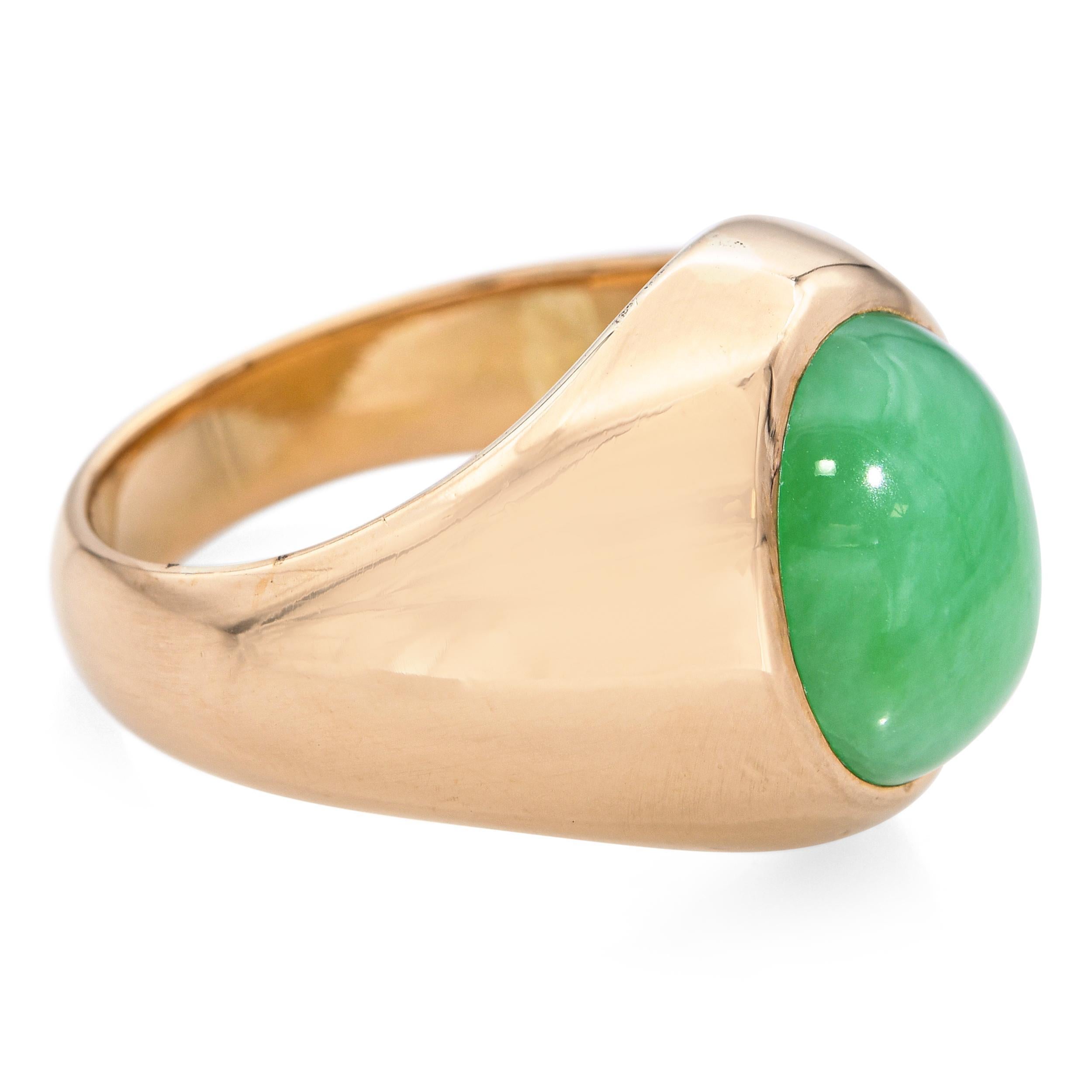 Bague d'époque en or jaune 21k 9.10ct Jade Dôme Bon état - En vente à New York, NY