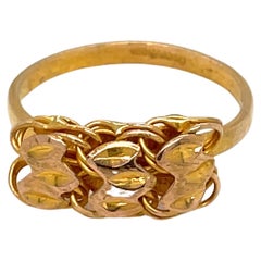 Vintage 21k Yellow Gold Etched Bismarck Link Ring