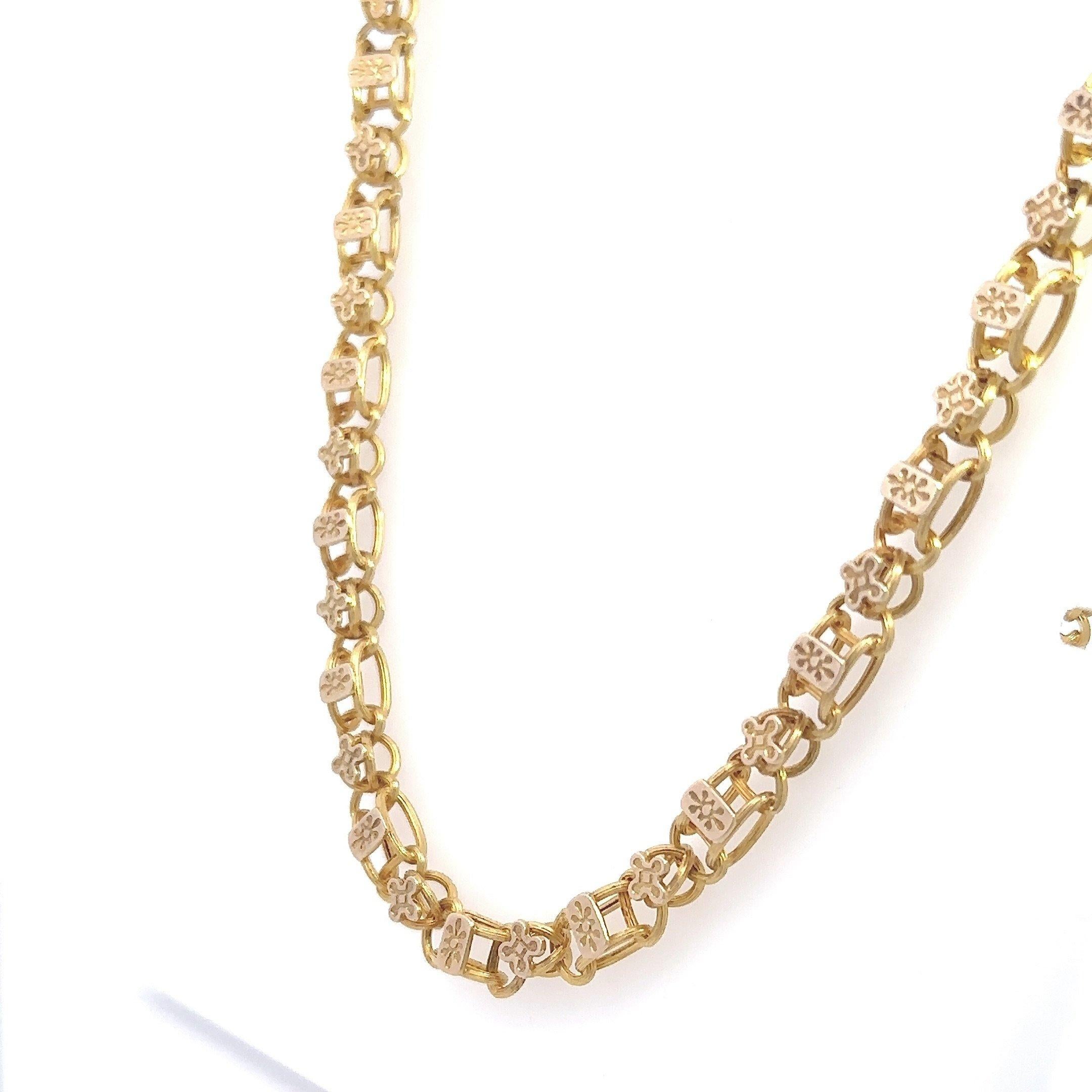 Vintage 21KT Yellow Gold Book Link Chain In Good Condition For Sale In Los Angeles, CA