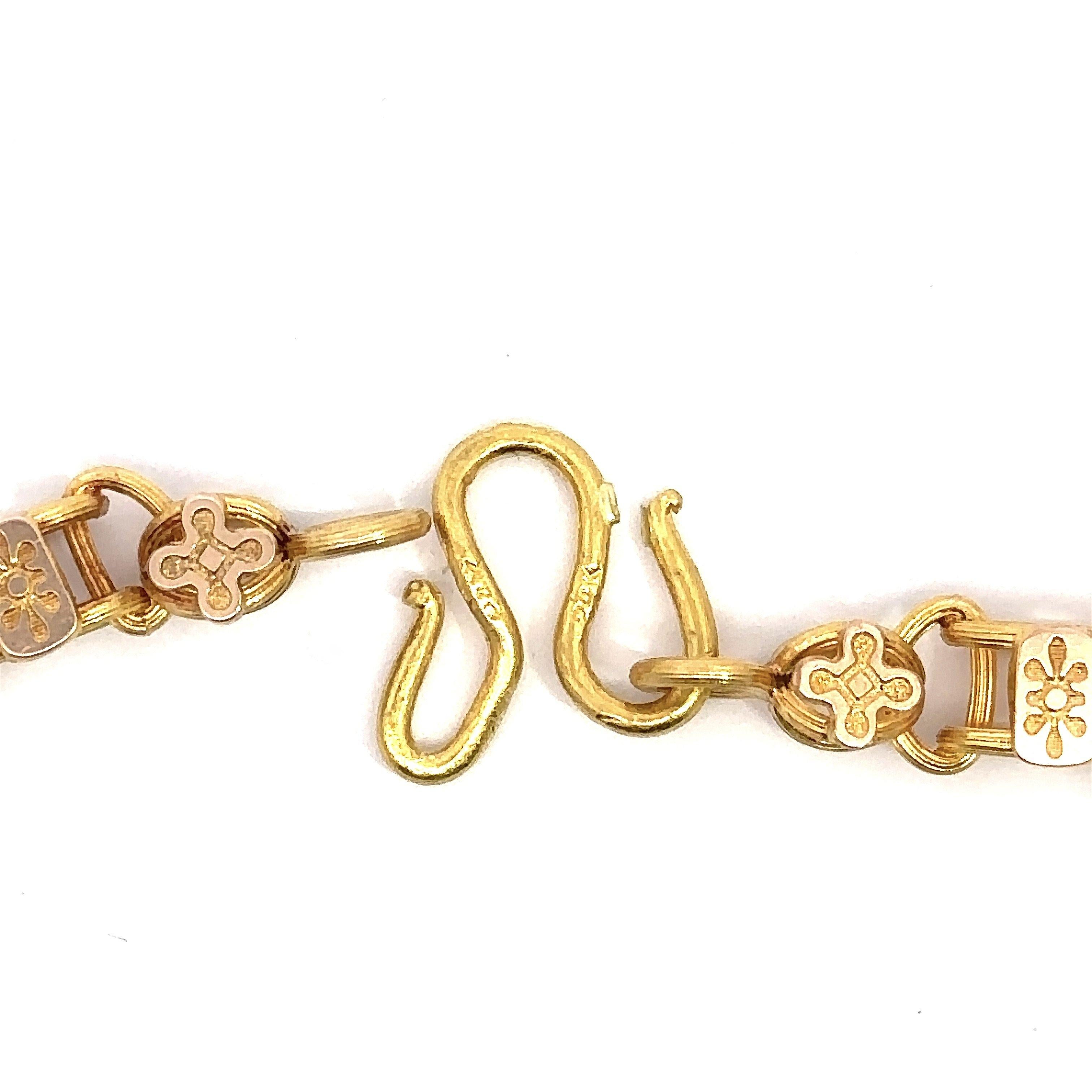 Vintage 21KT Yellow Gold Book Link Chain For Sale 1
